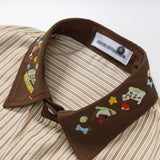 DAXUEN Short-sleeved button-up shirt with cartoon embroidery
