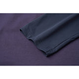 DAXUEN dark purple and olive green color-blocked long sleeve top