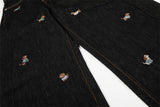 DAXUEN Dark-wash wide-leg jeans with dog embroidery