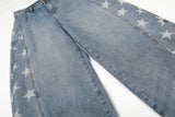DAXUEN Light blue wide-leg balloon jeans with star print