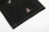 DAXUEN Wide leg denim trousers with dachshund embroidery