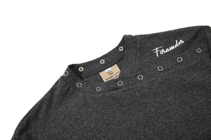 DAXUEN Mock-neck short-sleeve t-shirt in black and dark heather grey