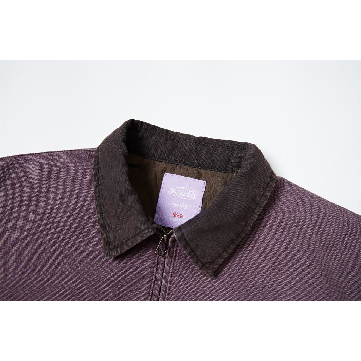 DAXUEN dark purple workwear jacket with corduroy collar