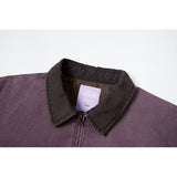 DAXUEN dark purple workwear jacket with corduroy collar