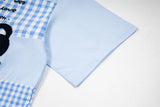 DAXUEN Short-sleeved button-up shirt with cat embroideries