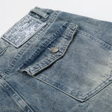 DAXUEN Wide-leg denim shorts with distressed finish
