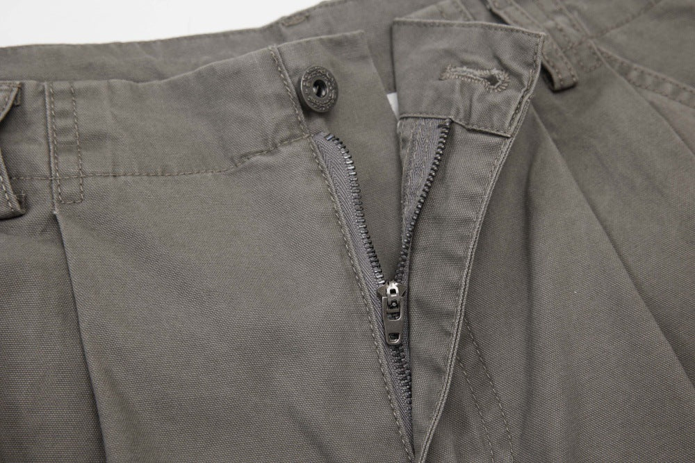 DAXUEN Layered wide-leg cargo shorts in olive-grey