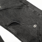 DAXUEN Wide-leg jeans with cut-out panels and stone-washed finish