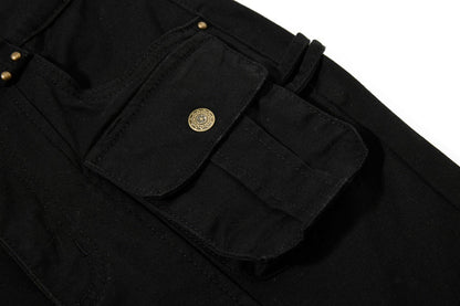 DAXUEN High-waisted black cargo pants with flared legs
