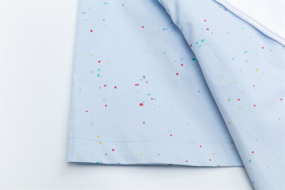 DAXUEN Light blue short-sleeve button-up shirt with speckles