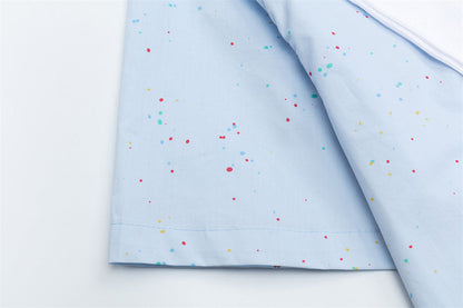 DAXUEN Light blue short-sleeve button-up shirt with speckles