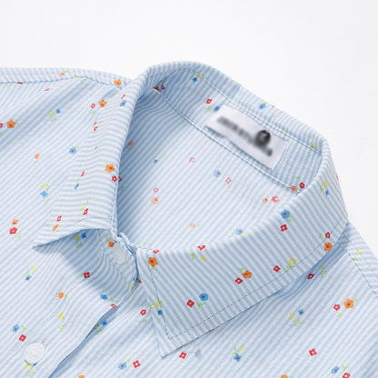 DAXUEN Relaxed-fit short-sleeved floral print button-up shirt
