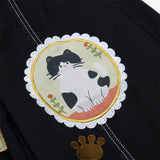 DAXUEN Black wide leg cargo pants with colorful cat patches