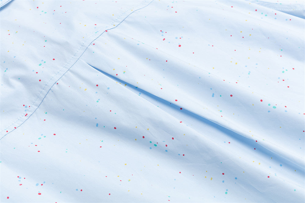 DAXUEN Light blue short-sleeve button-up shirt with speckles