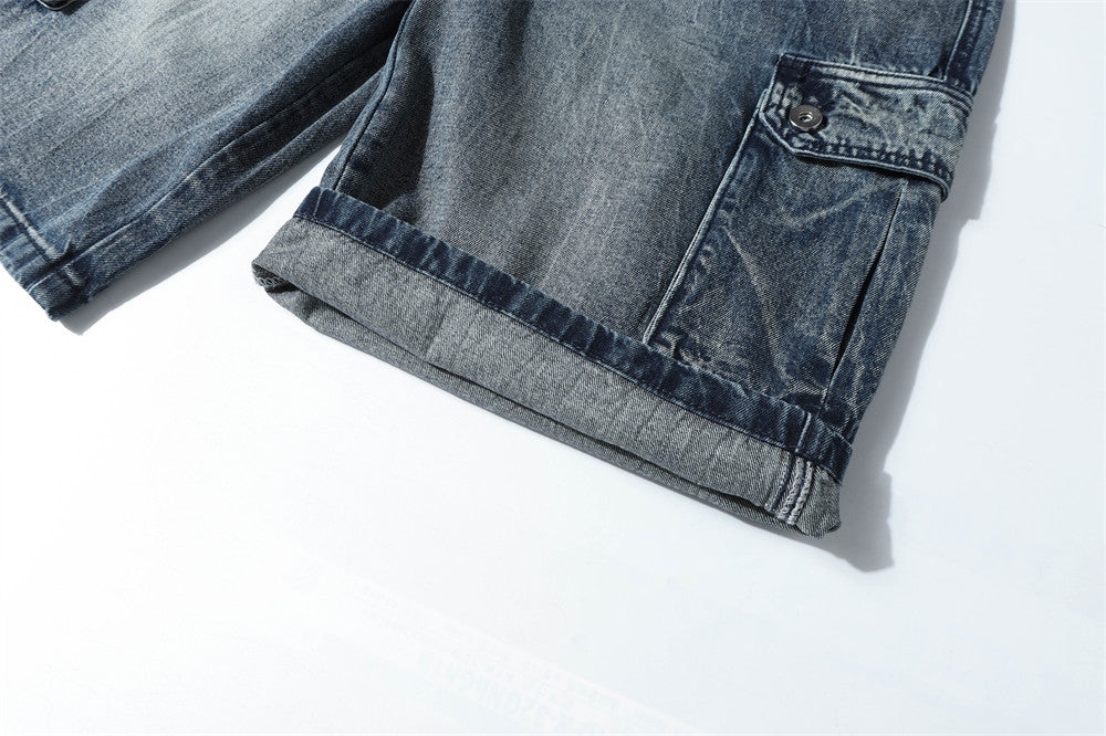 DAXUEN Faded blue wide-leg cargo shorts