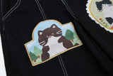 DAXUEN Black wide leg cargo pants with colorful cat patches