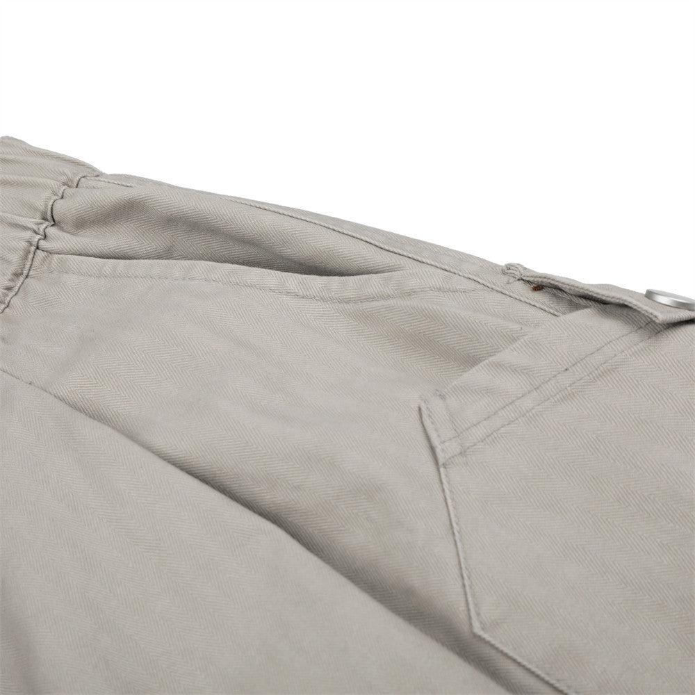 DAXUEN Pair of light grey relaxed-fit herringbone cargo shorts