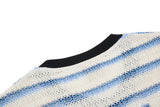 DAXUEN Short-sleeved loose-fitting V-neck top with stripes and graphics