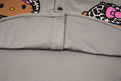 DAXUEN Leopard print embroidered button-up shirt