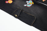 DAXUEN Smiling mouse embroidered denim overalls