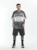 DAXUEN grey ombre tie-dye vintage graphic t-shirt