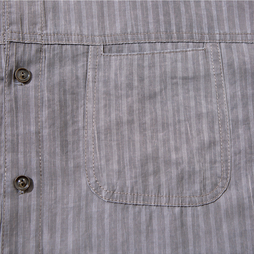 DAXUEN Short-sleeved grey striped button-up shirt