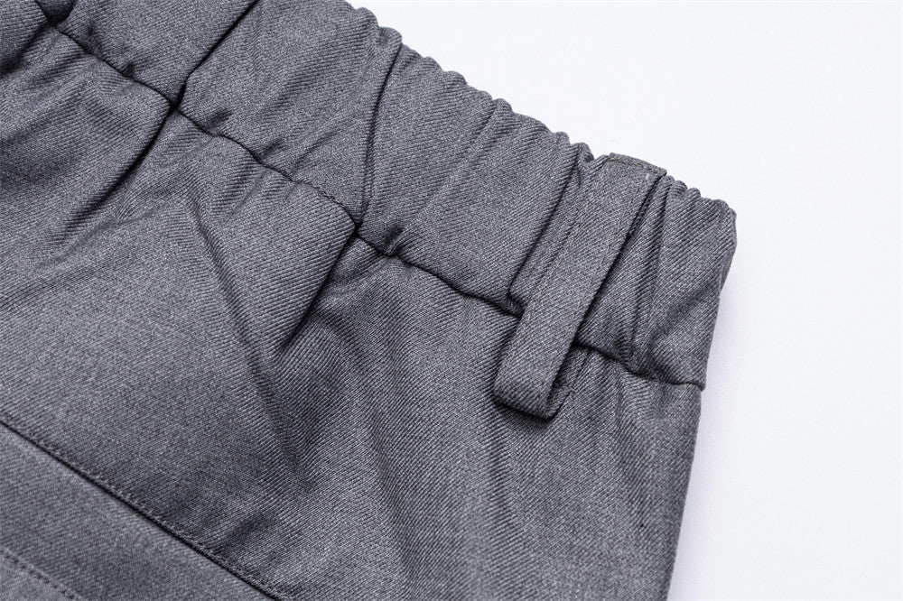 DAXUEN Medium grey wide-leg shorts with pleats and waistband