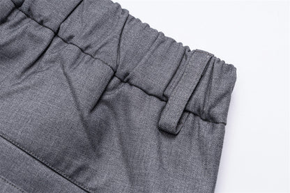 DAXUEN Medium grey wide-leg shorts with pleats and waistband