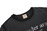 DAXUEN Black short-sleeved t-shirt with distressed text and graphics
