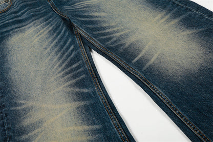 DAXUEN Distressed blue denim wide-leg jeans