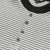 DAXUEN Short sleeve striped shirt with mandarin collar