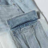 DAXUEN Light blue denim cargo shorts with multiple pockets