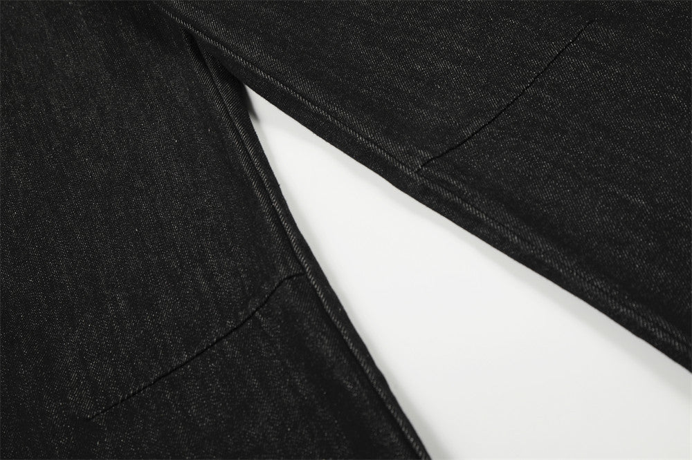 DAXUEN Wide-leg high-waisted denim pants with contrast stitching
