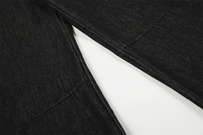 DAXUEN Wide-leg high-waisted denim pants with contrast stitching
