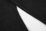 DAXUEN Wide-leg high-waisted denim pants with contrast stitching