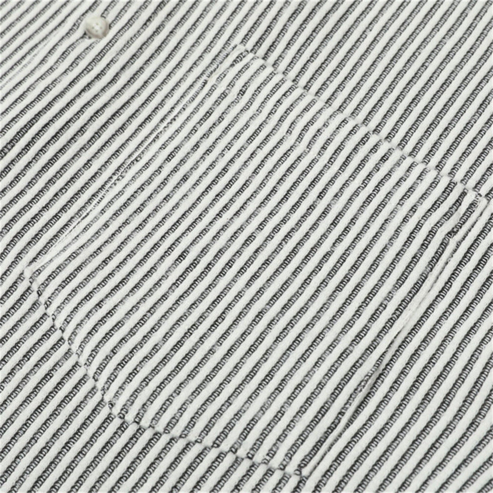 DAXUEN Short-sleeved button-up shirt with vertical stripes