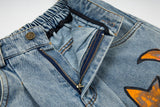 DAXUEN Light blue wide-leg denim jeans with colorful graphics