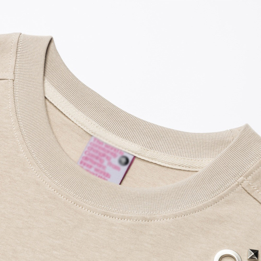 DAXUEN Short-sleeved crew-neck t-shirt with metal embellishments