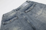 DAXUEN Wide-leg denim shorts with distressed finish