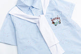 DAXUEN Light blue short-sleeve button-up shirt with speckles