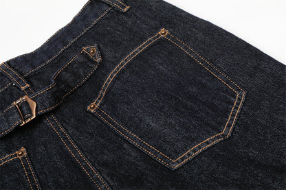 DAXUEN Wide-leg denim trousers in dark indigo, white, and black
