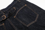 DAXUEN Wide-leg denim trousers in dark indigo, white, and black