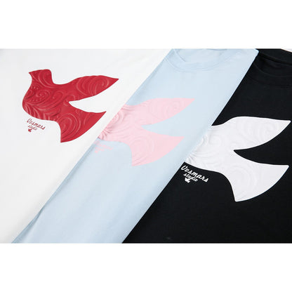DAXUEN white oversized stylized dove graphic t-shirt