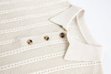 DAXUEN Short-sleeved knitted polo shirt with vertical stripes