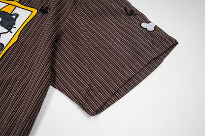 DAXUEN Short-sleeve striped shirt with cartoon patches