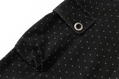 DAXUEN Dark grey wide-leg cropped cargo pants with polka dots