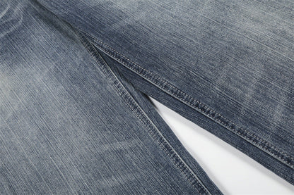 DAXUEN Wide-leg high-waisted denim trousers in washed blue