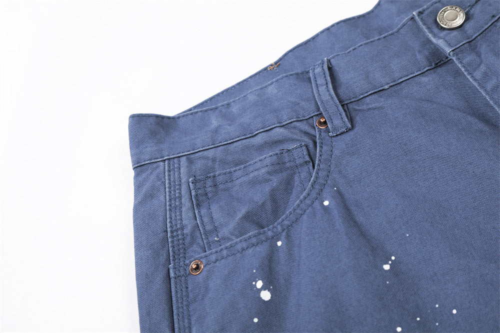 DAXUEN Wide leg utility pants with paint splatter effect