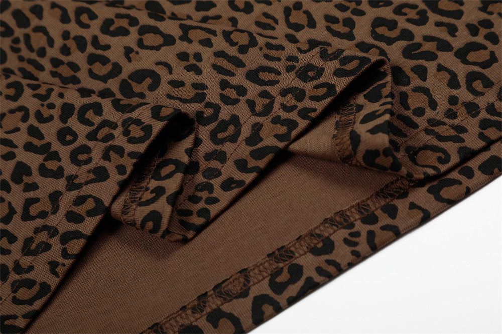 DAXUEN Leopard print short-sleeved polo shirt