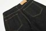 DAXUEN Wide-leg denim pants with slits and contrasting stitching